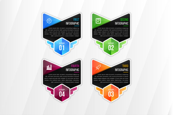 Down Arrow Hexagon Infographic Black for Graphics and Infographics
