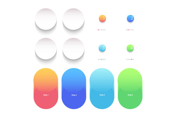 Round Bright Gradient Vector Infographic Review
