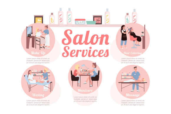 Salon Services Flat Color Vector for Local Business Graphics