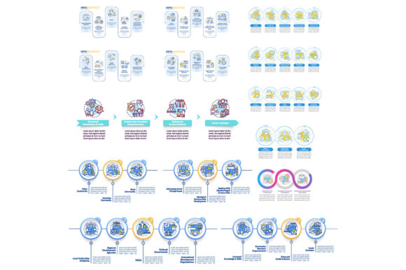 Society Vector Infographic Template Set for Graphics and Infographics
